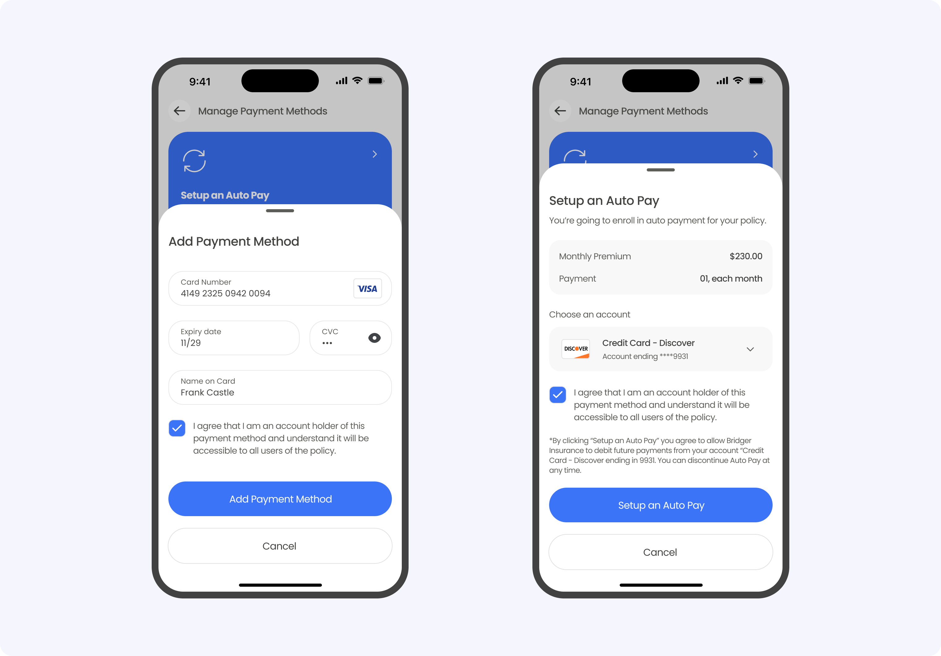 A phone interface displaying competitive insurance rates with a simple selection process
